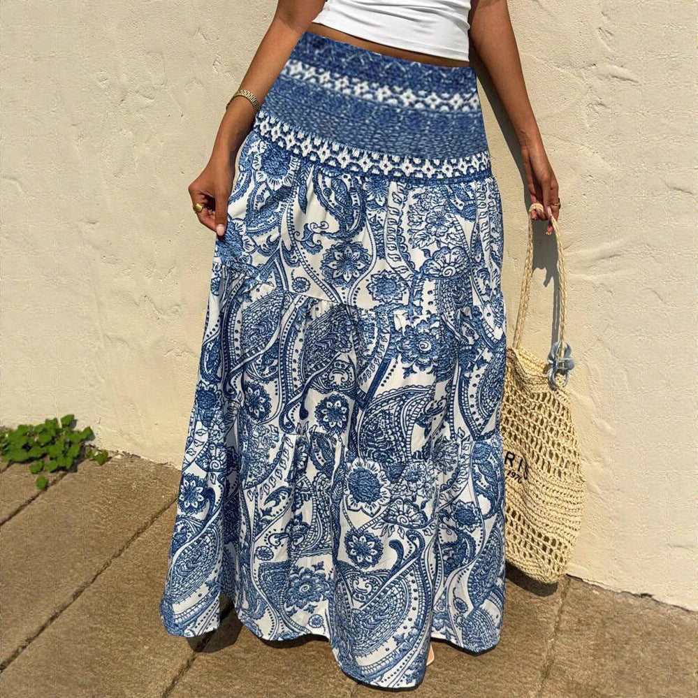 Womens Casual Bohemian-style Printed Skirt