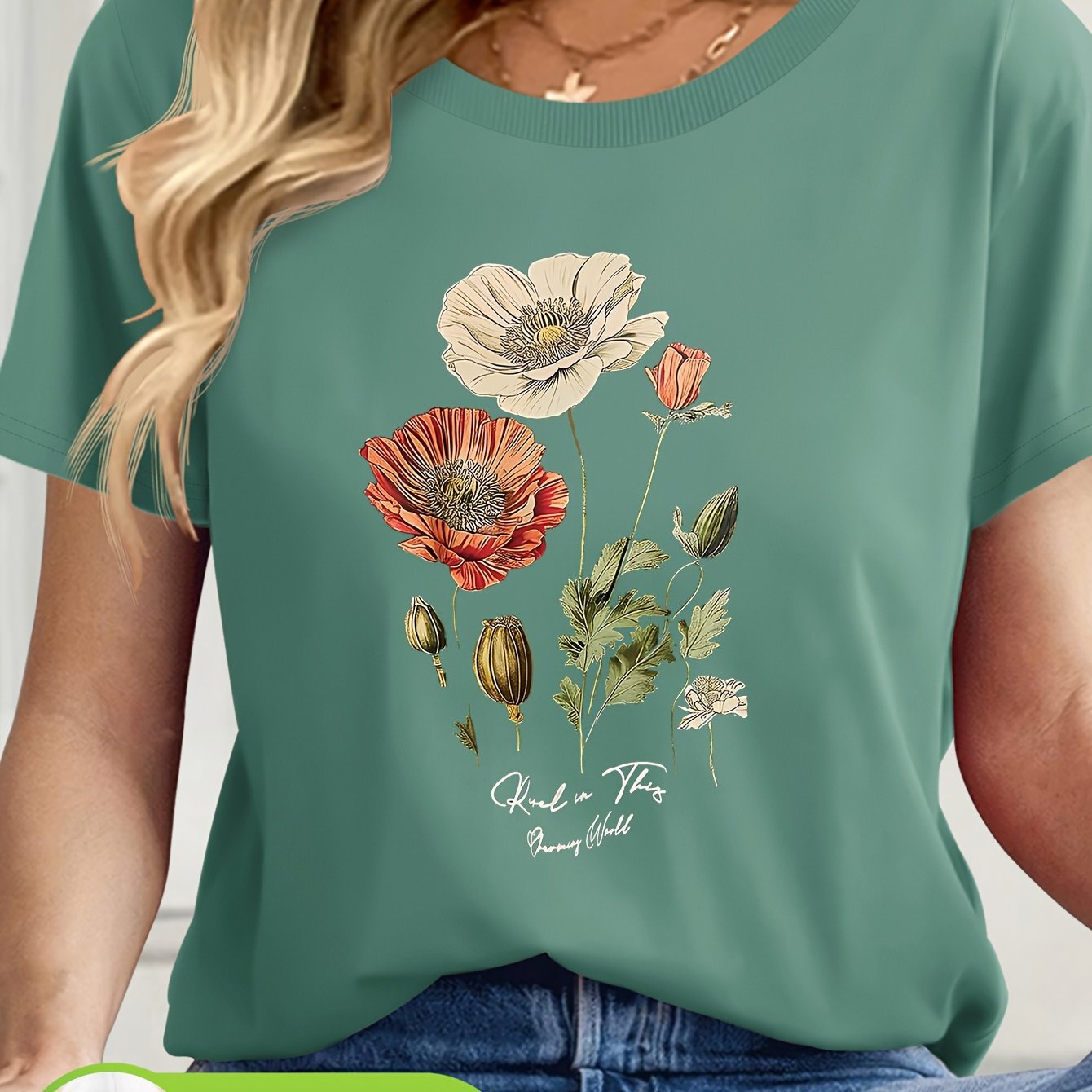 Womens Floral Print Short Sleeve T-Shirt