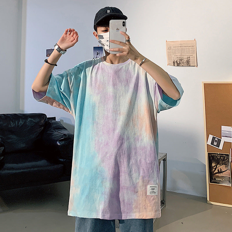 Tie-dye plus size hip hop half sleeve