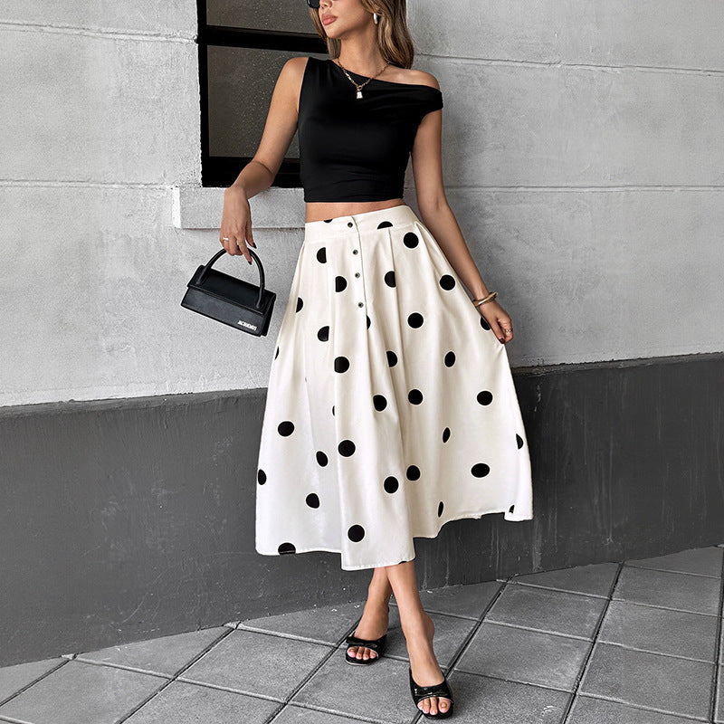 New Exquisite Polka-dot Retro Elegant A-line Skirt