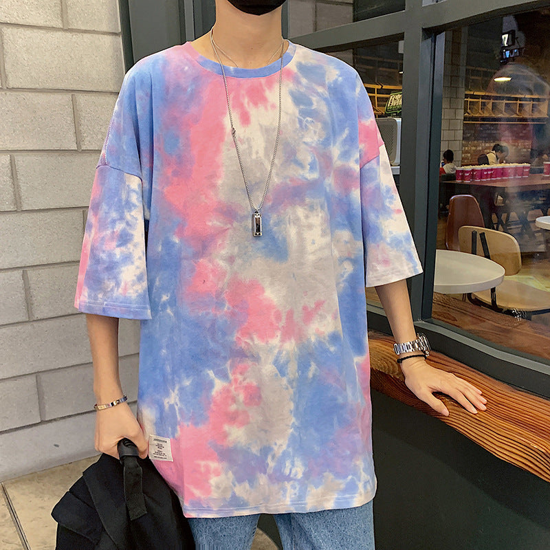 Tie-dye plus size hip hop half sleeve