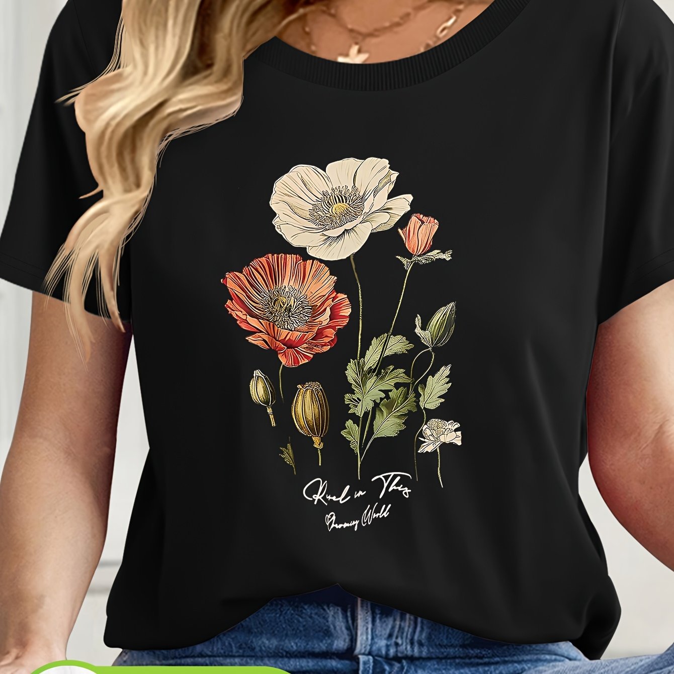 Womens Floral Print Short Sleeve T-Shirt