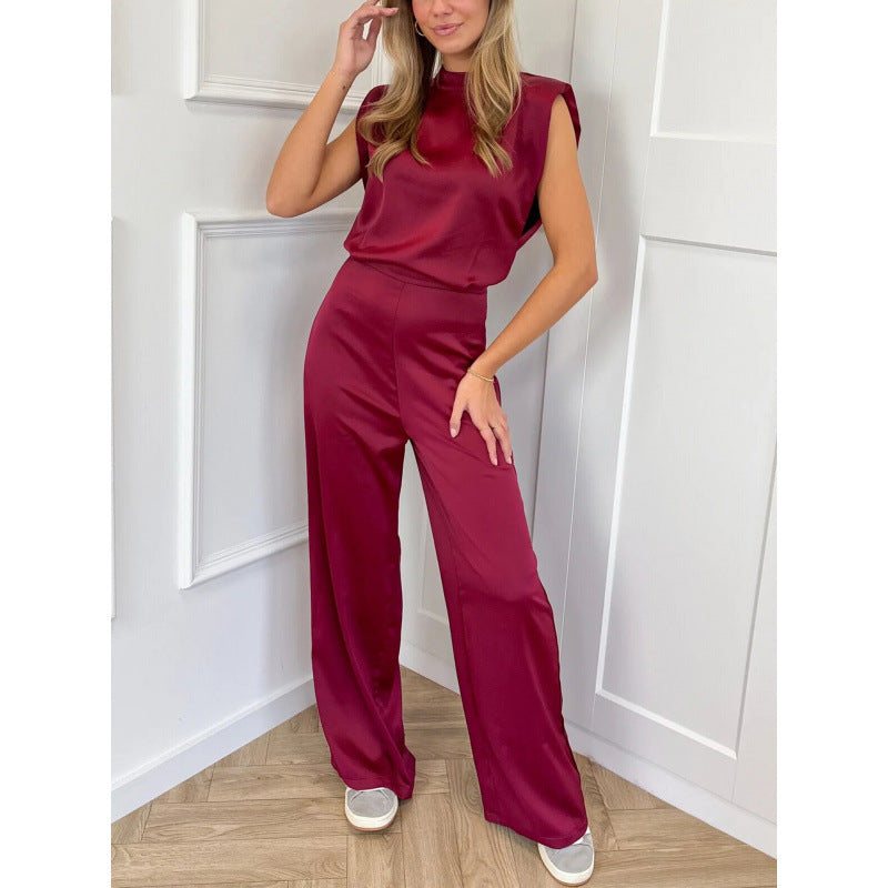Backless Evening Dress Jumpsuit Solid Color Casual Straight Pants