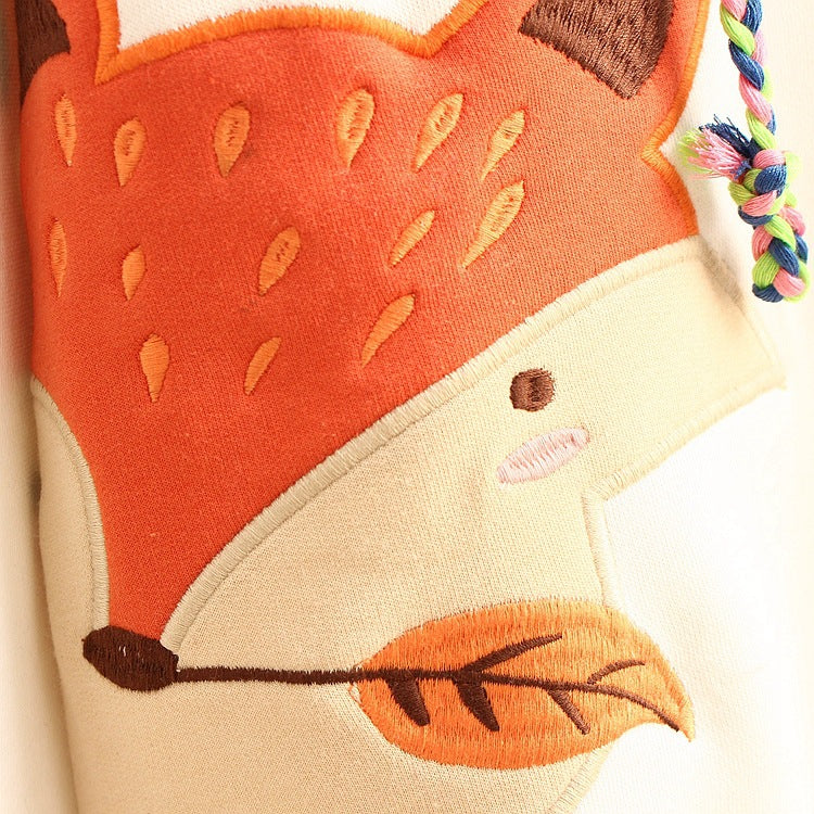 Fox embroidered patch hoodie