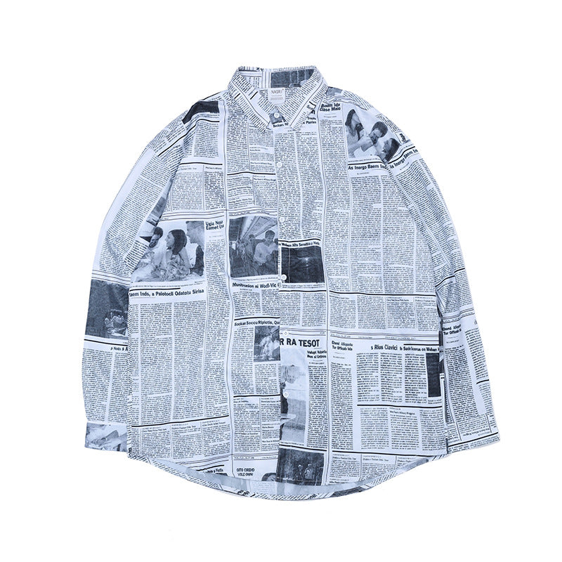 Full-length Print Casual Long-sleeved Men's Shirt Flower Shirt