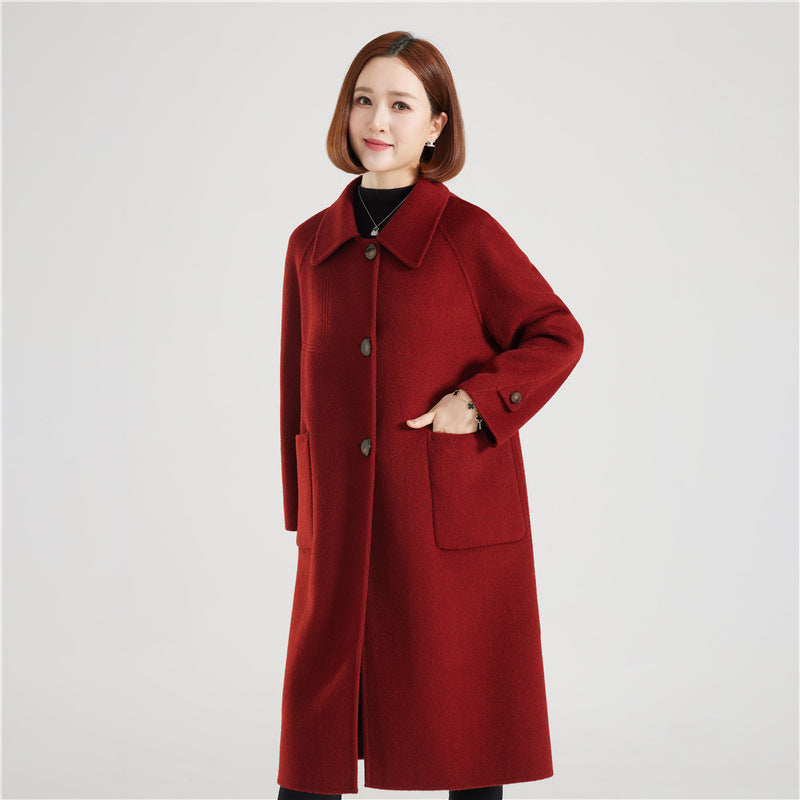 Stylish Double-Faced Wool Coat For Elegant Outerwear For Mature Women And Moms