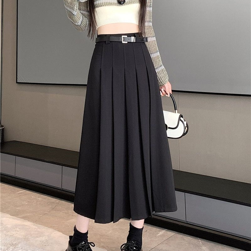 Women's Mid-length High-waisted Pleated Skirt