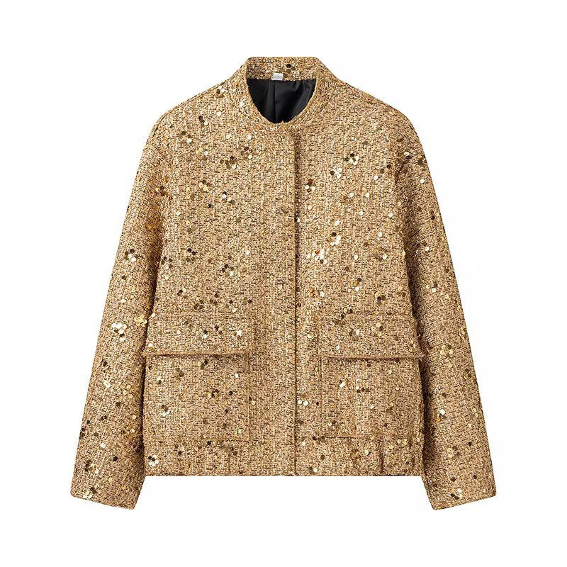 Womens Stylish Versatile Loose-fitting Figure-flattering Sequin Jacket