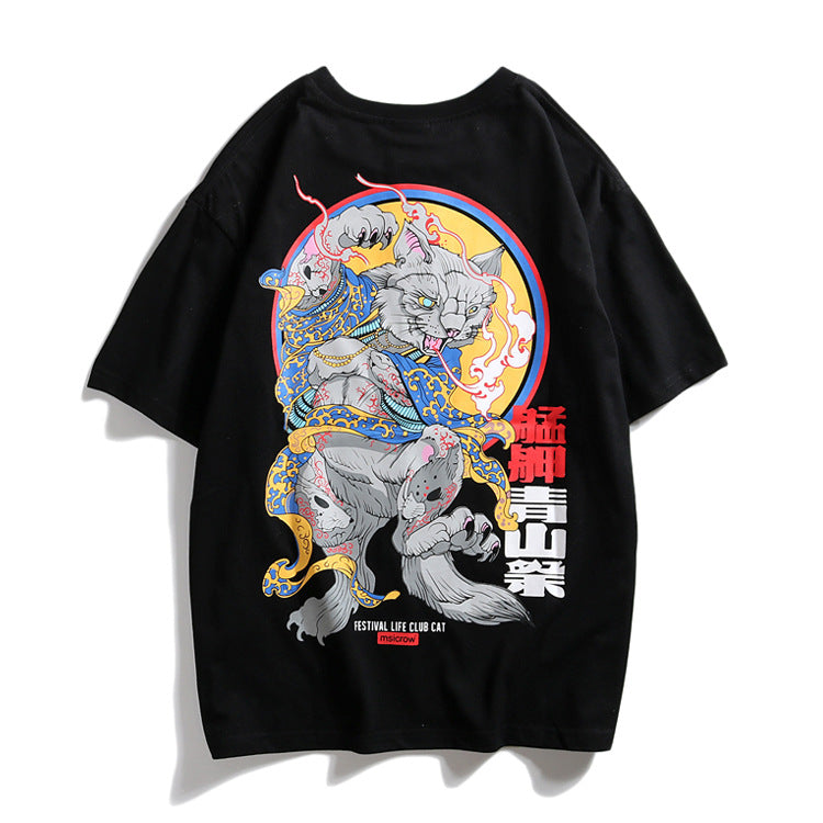 Original Street Fashion Hip Hop Loose Mammoth Print T-shirt