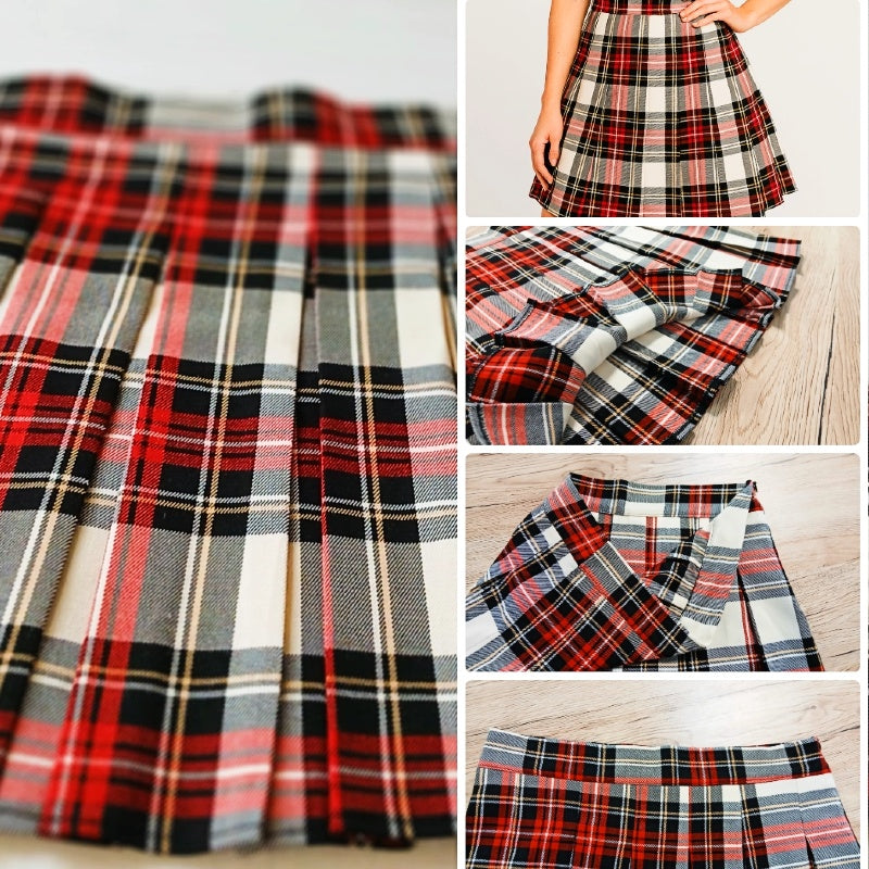 Kurzrock Im Schottenkaro, Faltenrock Aus Hochwertigem Stretch-Mischgewebe