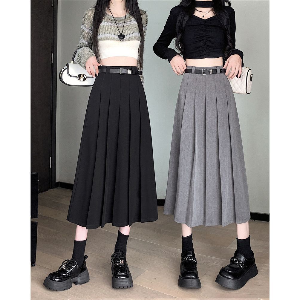 Women's Mid-length High-waisted Pleated Skirt
