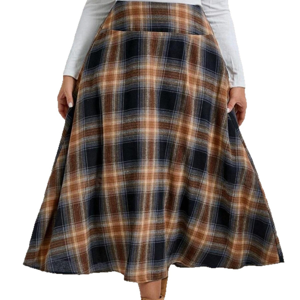 European And American Women's Clothing Flannel Plaid Skirt