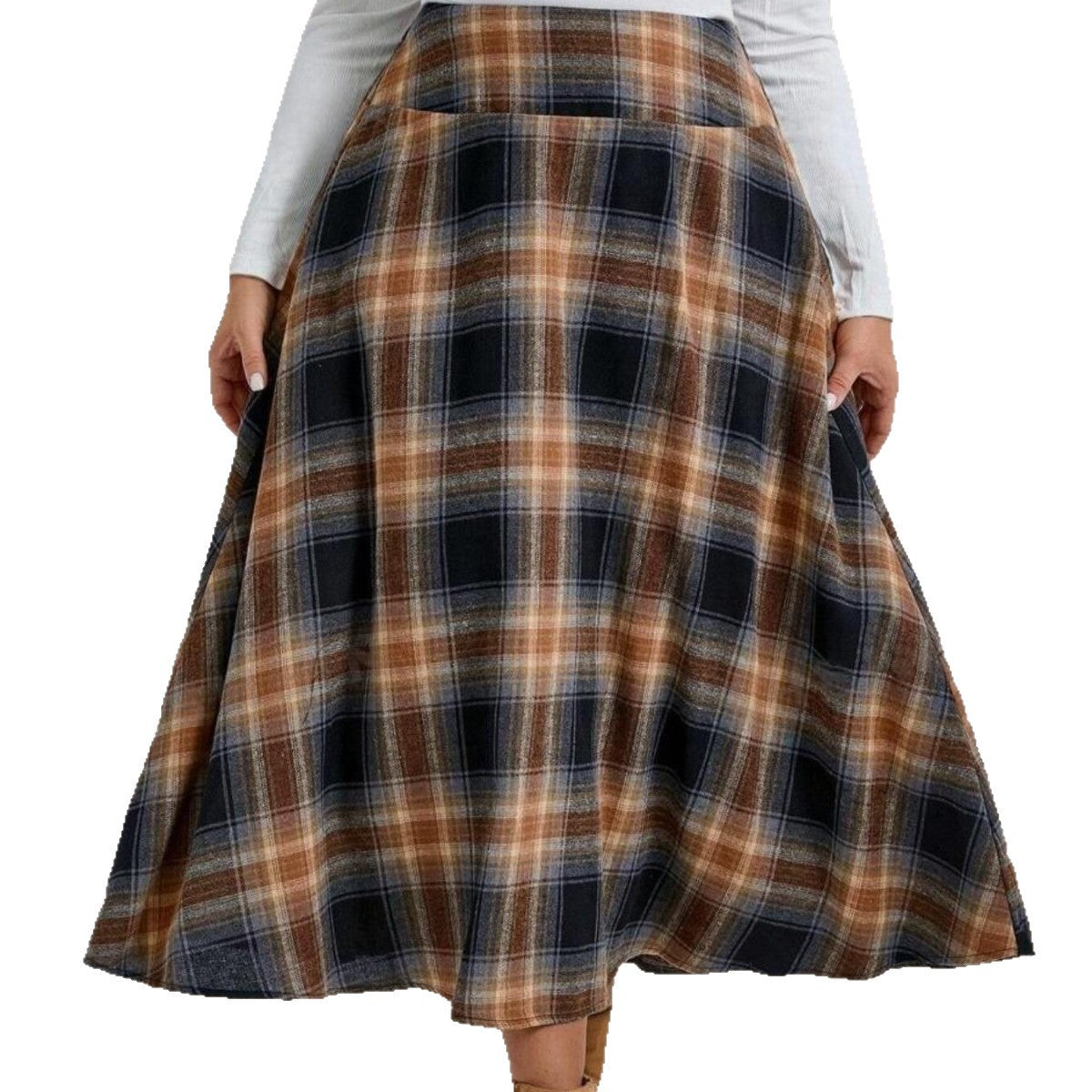 European And American Women's Clothing Flannel Plaid Skirt
