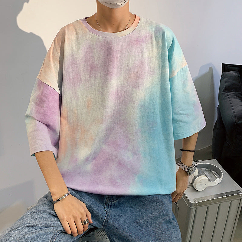 Tie-dye plus size hip hop half sleeve