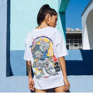 Original Street Fashion Hip Hop Loose Mammoth Print T-shirt