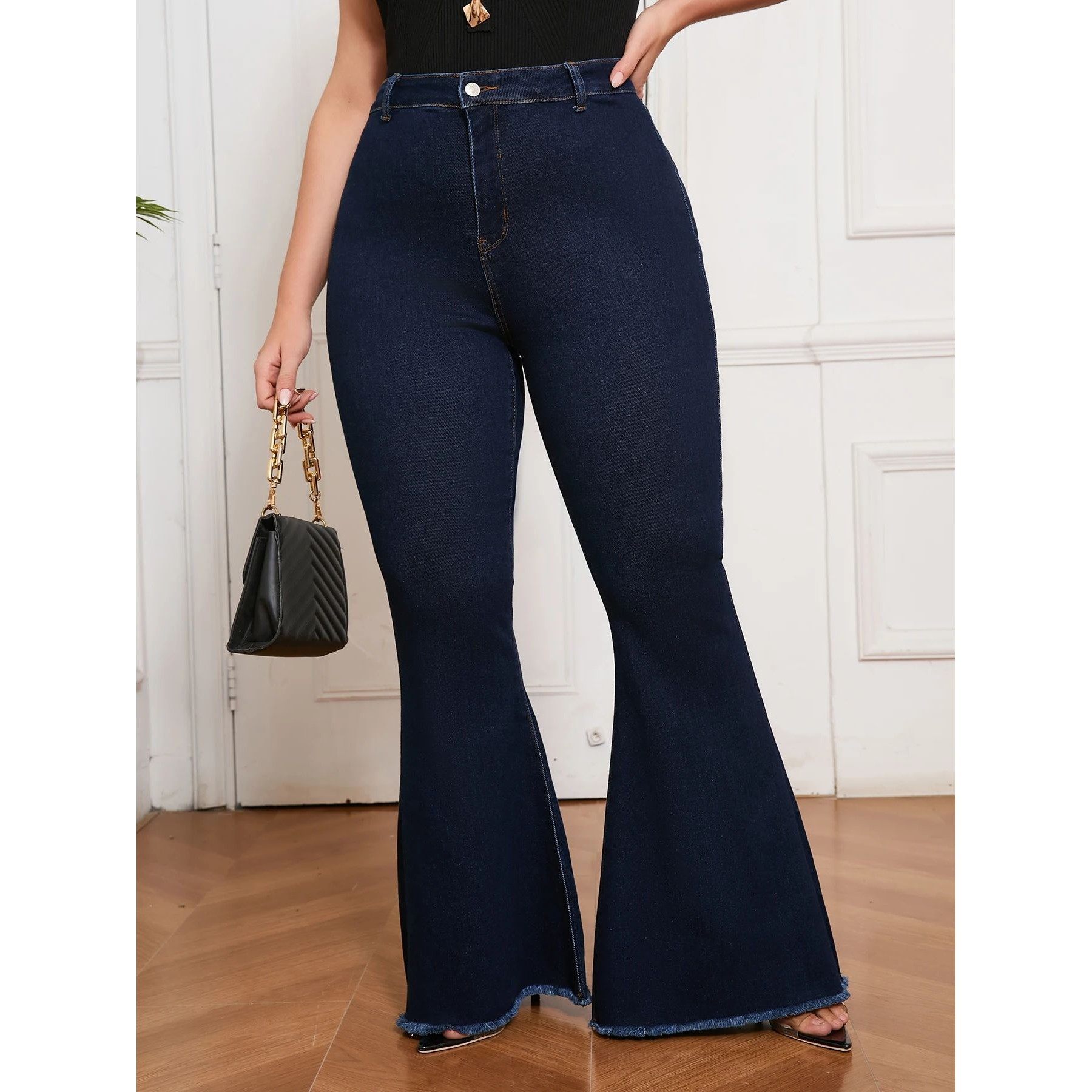 Curvy Fit High Waisted Flared Jeans For Women Plus Size Sret