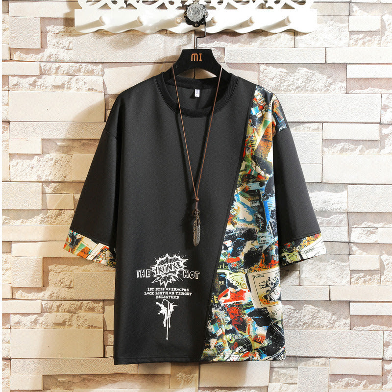 Half - sleeved contrast color base shirt