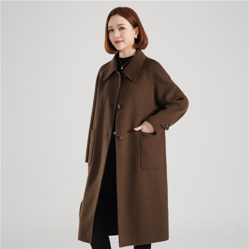 Stylish Double-Faced Wool Coat For Elegant Outerwear For Mature Women And Moms