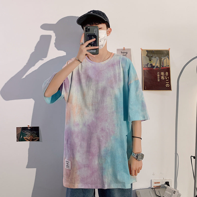 Tie-dye plus size hip hop half sleeve