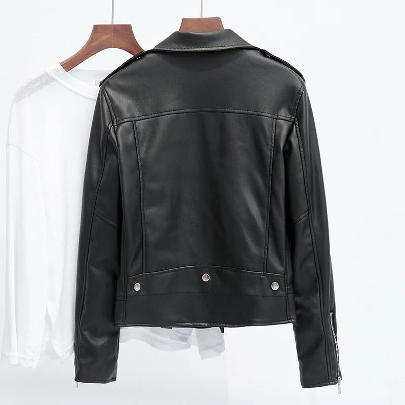Womens Short Korean-style Slim-fit Black Jacket