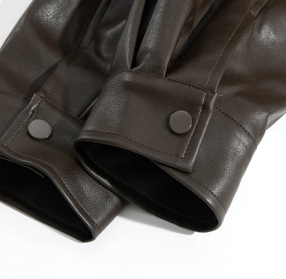 Brown-brown Autumn Trendy Leather Jacket