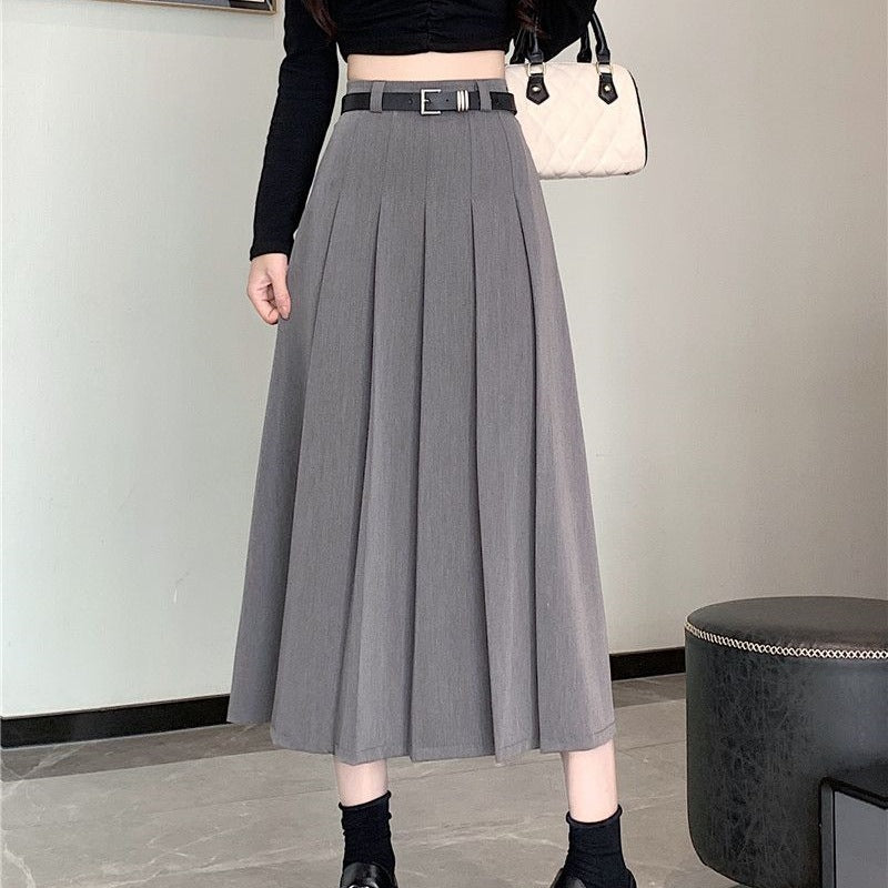Women's Mid-length High-waisted Pleated Skirt