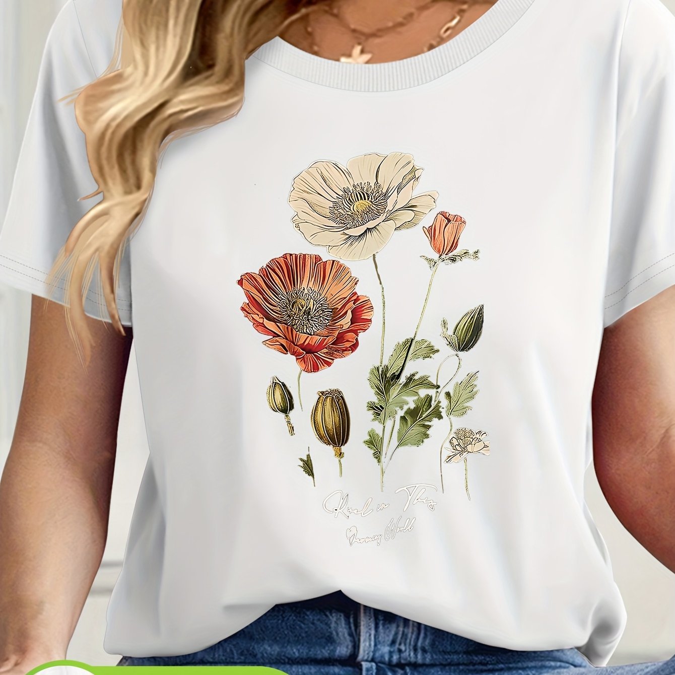 Womens Floral Print Short Sleeve T-Shirt