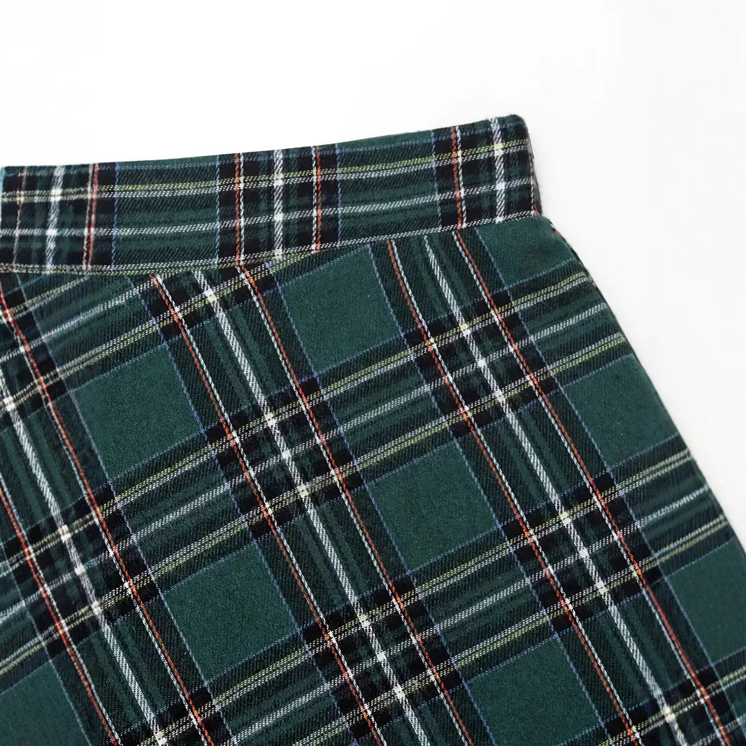 Women's High Waist Casual Loose Plaid Midi Dress