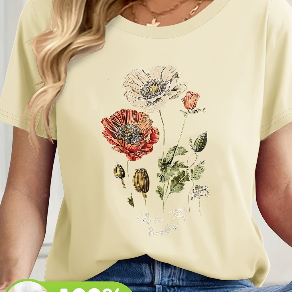 Womens Floral Print Short Sleeve T-Shirt