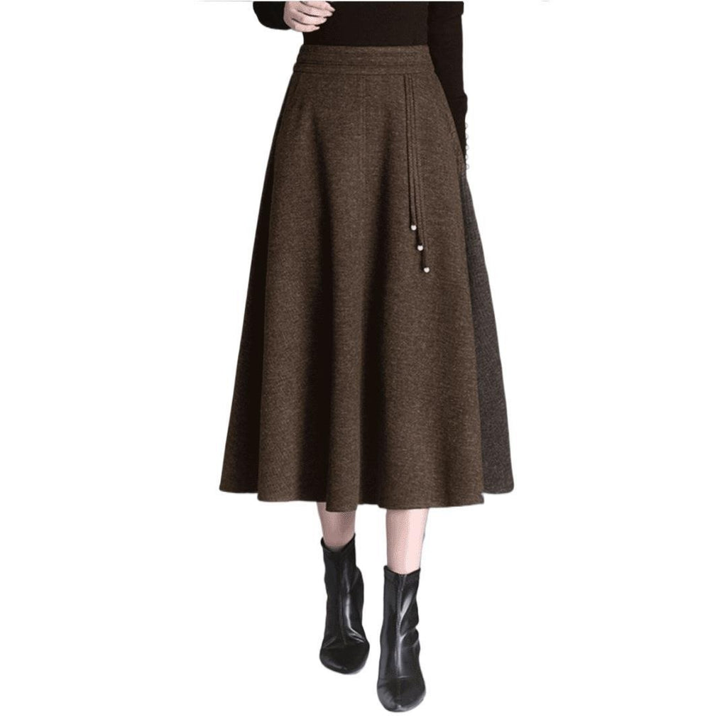 Women's New Autumnwinter High-waisted Casual Skirt Below The Knee