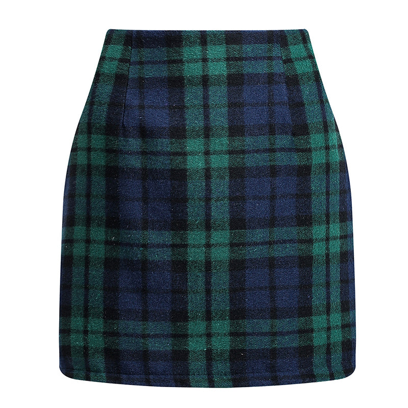 Womens High Waist Plaid Skirt Bodycon Pencil Mini Skirts