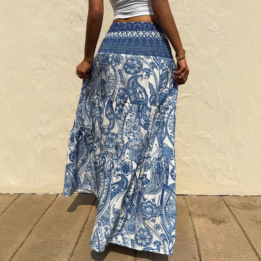 Womens Casual Bohemian-style Printed Skirt