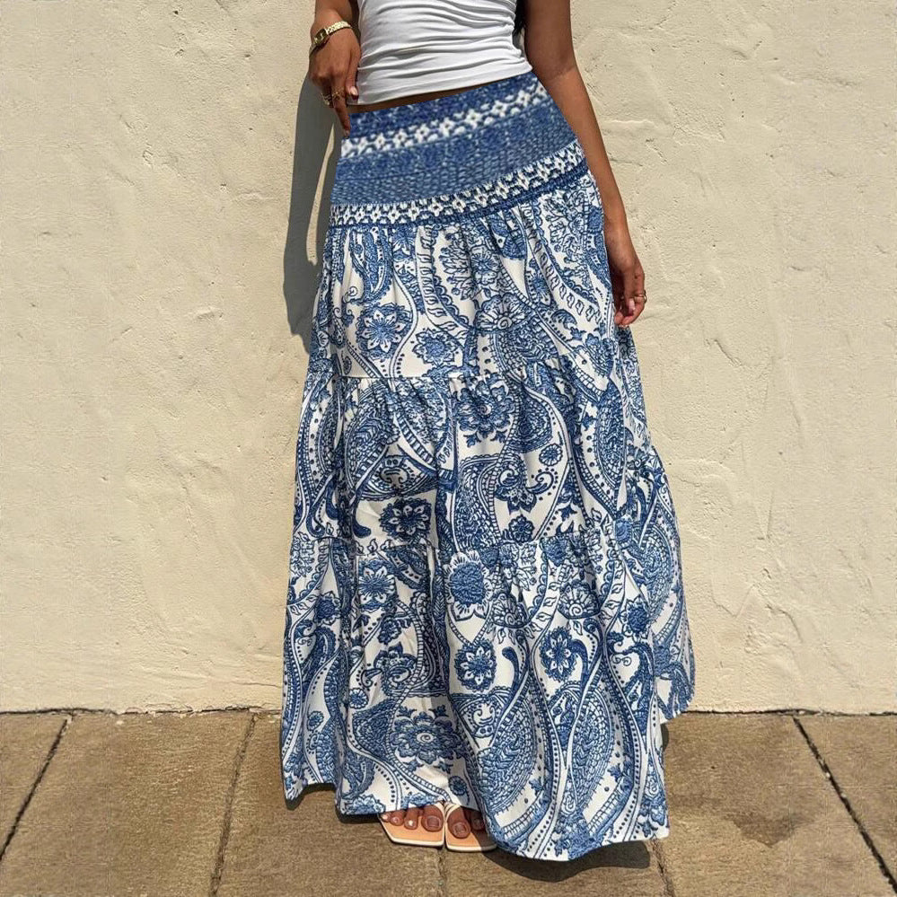 Womens Casual Bohemian-style Printed Skirt