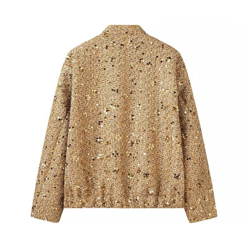 Womens Stylish Versatile Loose-fitting Figure-flattering Sequin Jacket