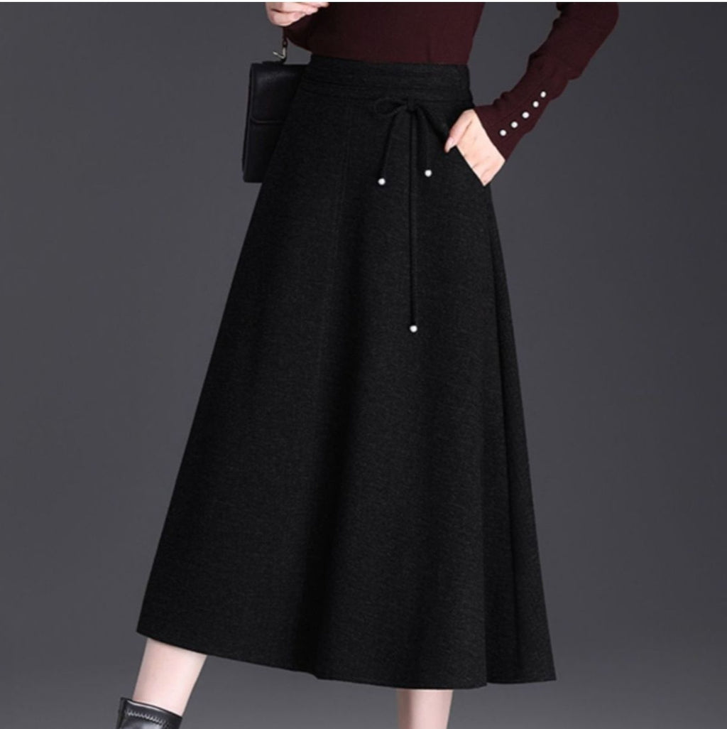 Women's New Autumnwinter High-waisted Casual Skirt Below The Knee