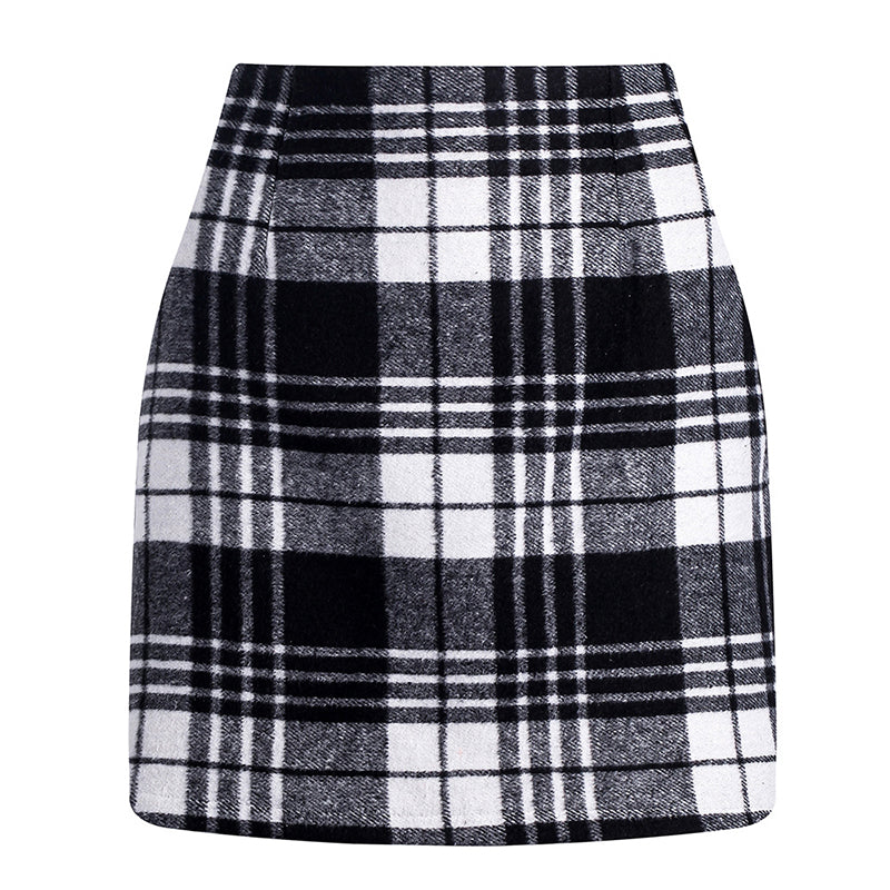 Womens High Waist Plaid Skirt Bodycon Pencil Mini Skirts