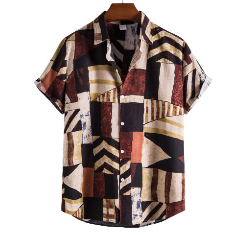 Floral patterned cardigan shirt with short sleeves