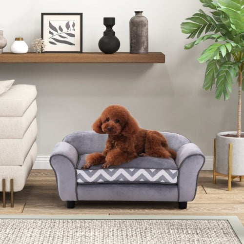 PawHut Dog Sofa Bed For XS-Sized Dogs, Cat Sofa With Soft Cushion, Pet Chair Lounge With Washable Cover, Removable Legs, Wooden Frame