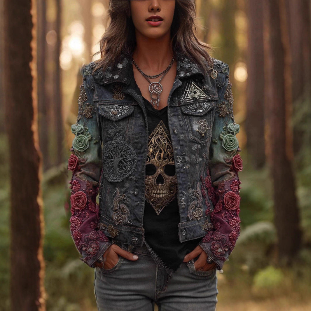 Autumn Retro Washed Long-Sleeve Denim Jacket