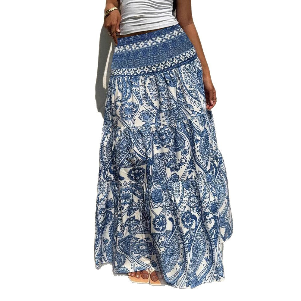 Womens Casual Bohemian-style Printed Skirt